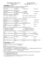 Đề kiểm tra 1 tiết  - Đề 1 năm học 2012 - 2013 môn hóa học 8